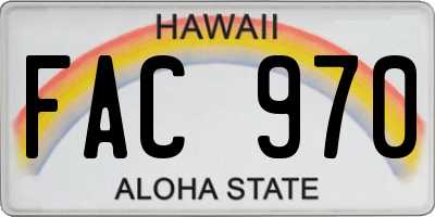 HI license plate FAC970