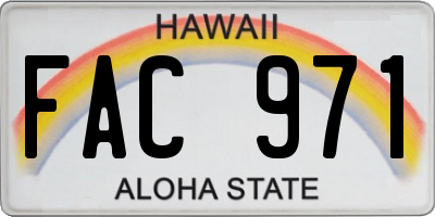 HI license plate FAC971