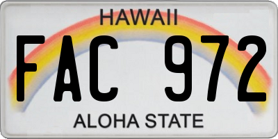 HI license plate FAC972