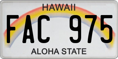 HI license plate FAC975