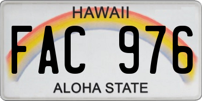 HI license plate FAC976