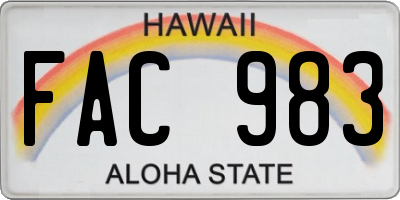 HI license plate FAC983