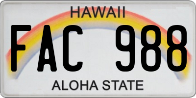 HI license plate FAC988