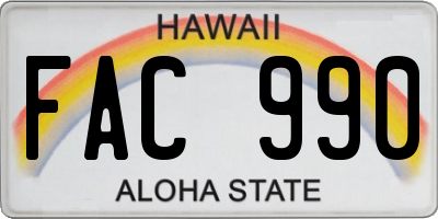 HI license plate FAC990