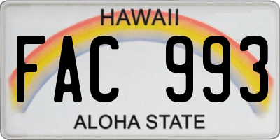 HI license plate FAC993