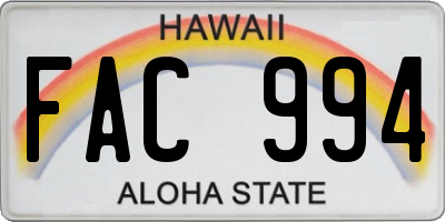 HI license plate FAC994