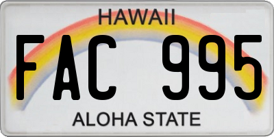 HI license plate FAC995