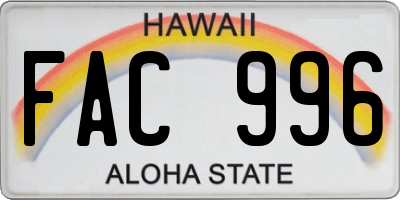 HI license plate FAC996