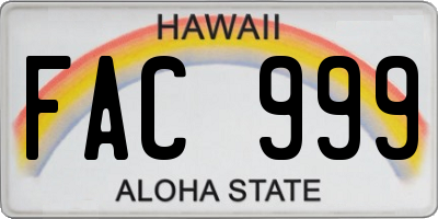 HI license plate FAC999