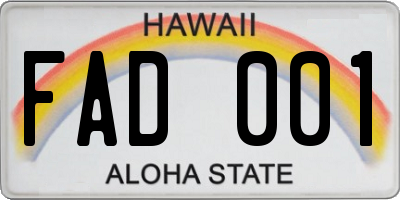 HI license plate FAD001