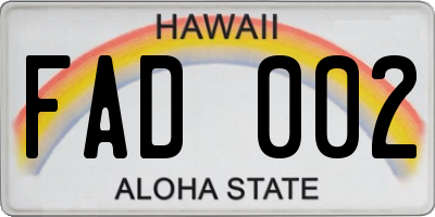 HI license plate FAD002