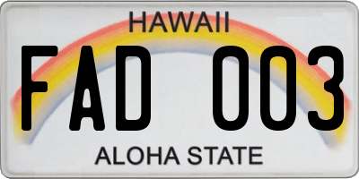 HI license plate FAD003
