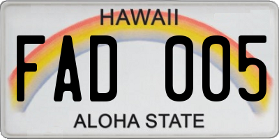 HI license plate FAD005