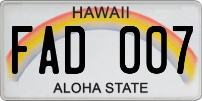 HI license plate FAD007