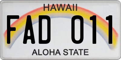 HI license plate FAD011