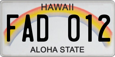 HI license plate FAD012