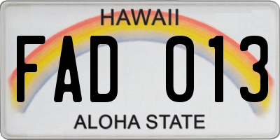 HI license plate FAD013