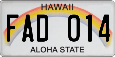 HI license plate FAD014