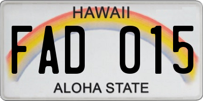 HI license plate FAD015