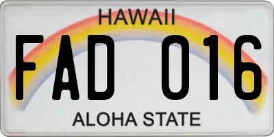 HI license plate FAD016