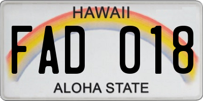 HI license plate FAD018