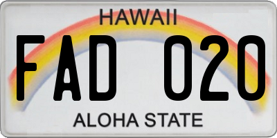 HI license plate FAD020