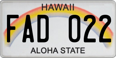 HI license plate FAD022