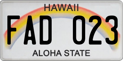 HI license plate FAD023