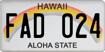 HI license plate FAD024