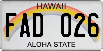 HI license plate FAD026