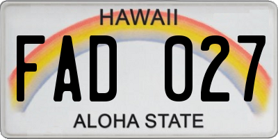 HI license plate FAD027
