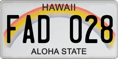 HI license plate FAD028