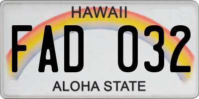HI license plate FAD032