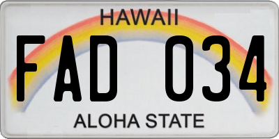 HI license plate FAD034