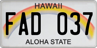 HI license plate FAD037