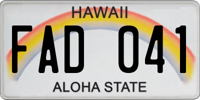 HI license plate FAD041