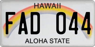 HI license plate FAD044