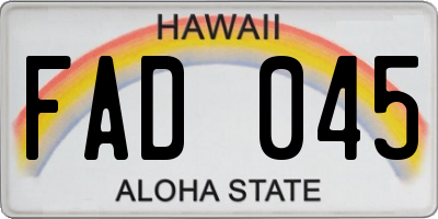 HI license plate FAD045