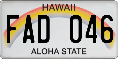HI license plate FAD046