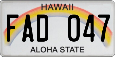 HI license plate FAD047