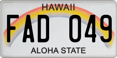 HI license plate FAD049