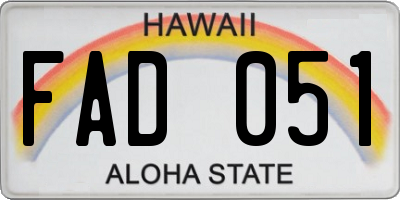 HI license plate FAD051