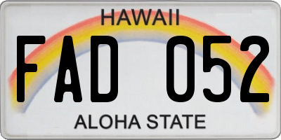 HI license plate FAD052