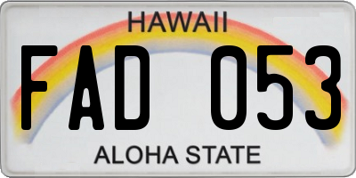 HI license plate FAD053
