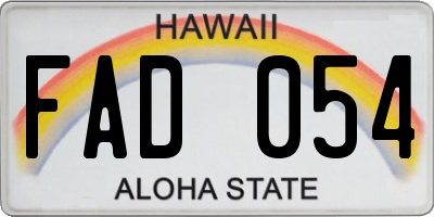 HI license plate FAD054