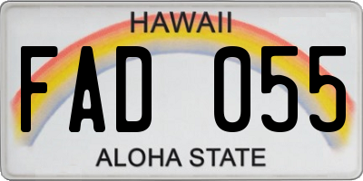HI license plate FAD055