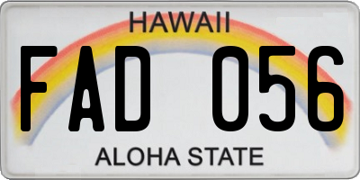 HI license plate FAD056
