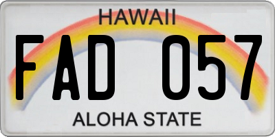 HI license plate FAD057