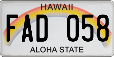HI license plate FAD058