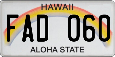 HI license plate FAD060